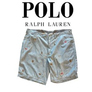 Polo Ralph Lauren Chambray Embroidered Shorts Men Sz 40.